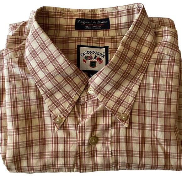 Faconnable Plaid Button Down 100% Cotton Dress Shirt Size XXL By Albert Goldberg - Picture 8 of 8